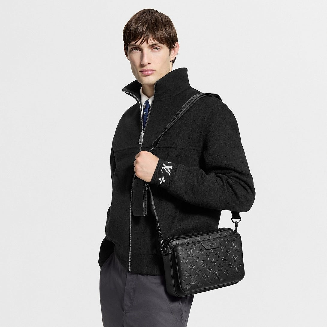 Trio Messenger – Black Monogram Shadow Calfskin with Modular Pouches