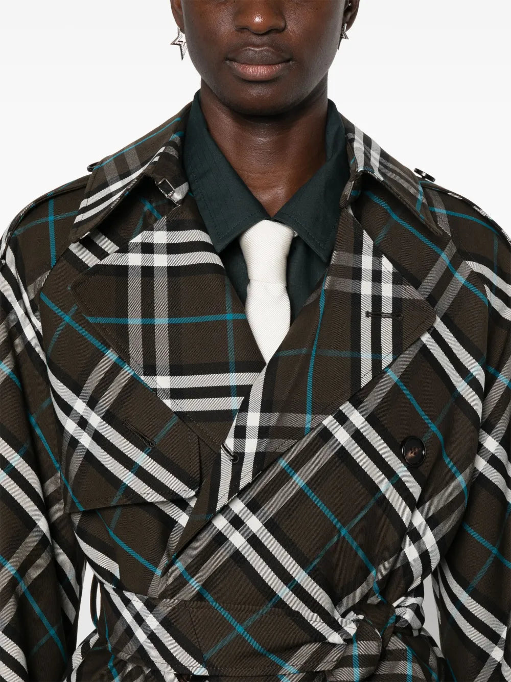 Checked Trench Coat