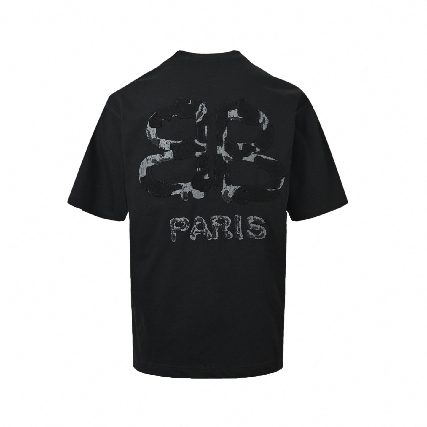 Distressed BB Paris Appliqué T-Shirt | Black
