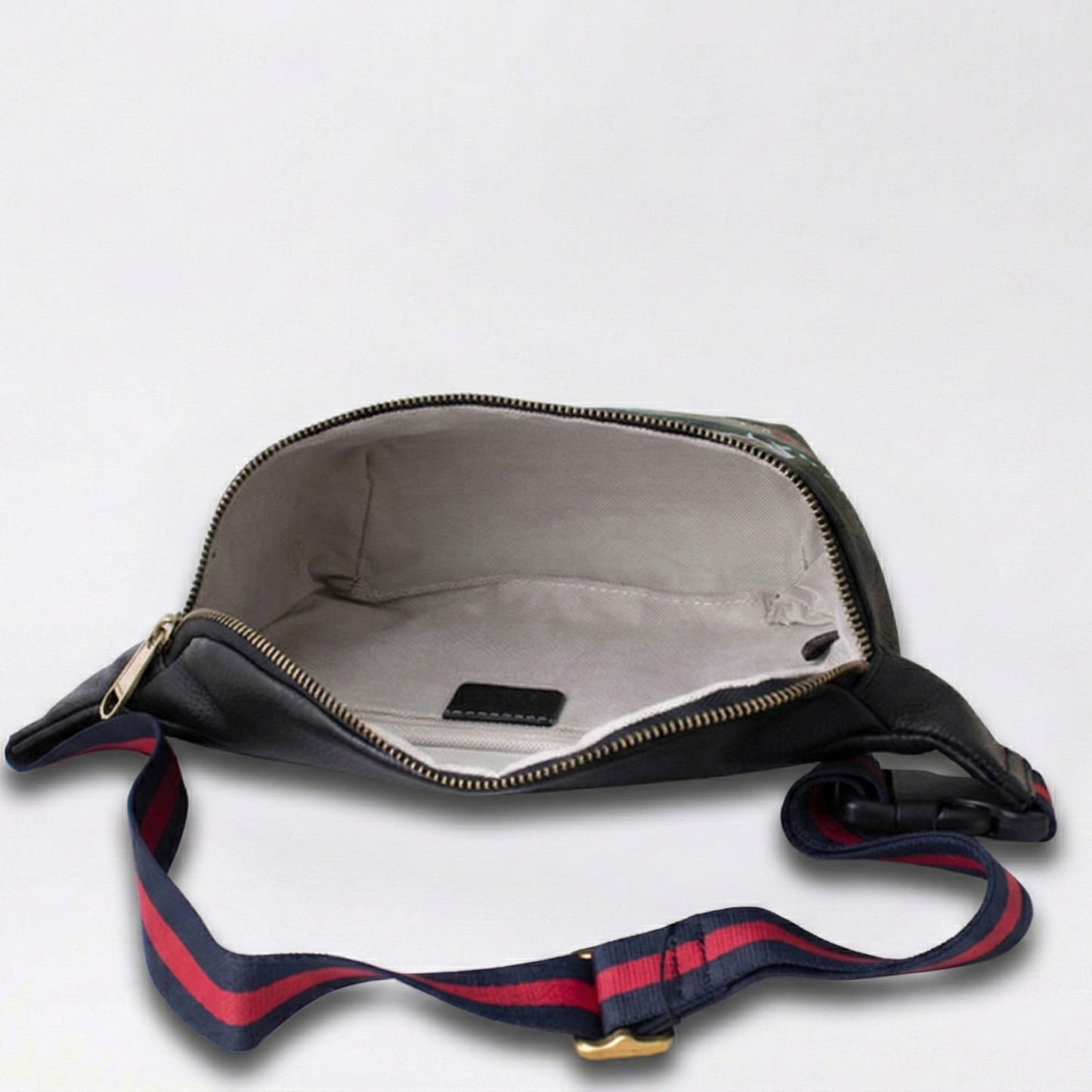 Graffiti Print Leather Belt Bag with Web Strap