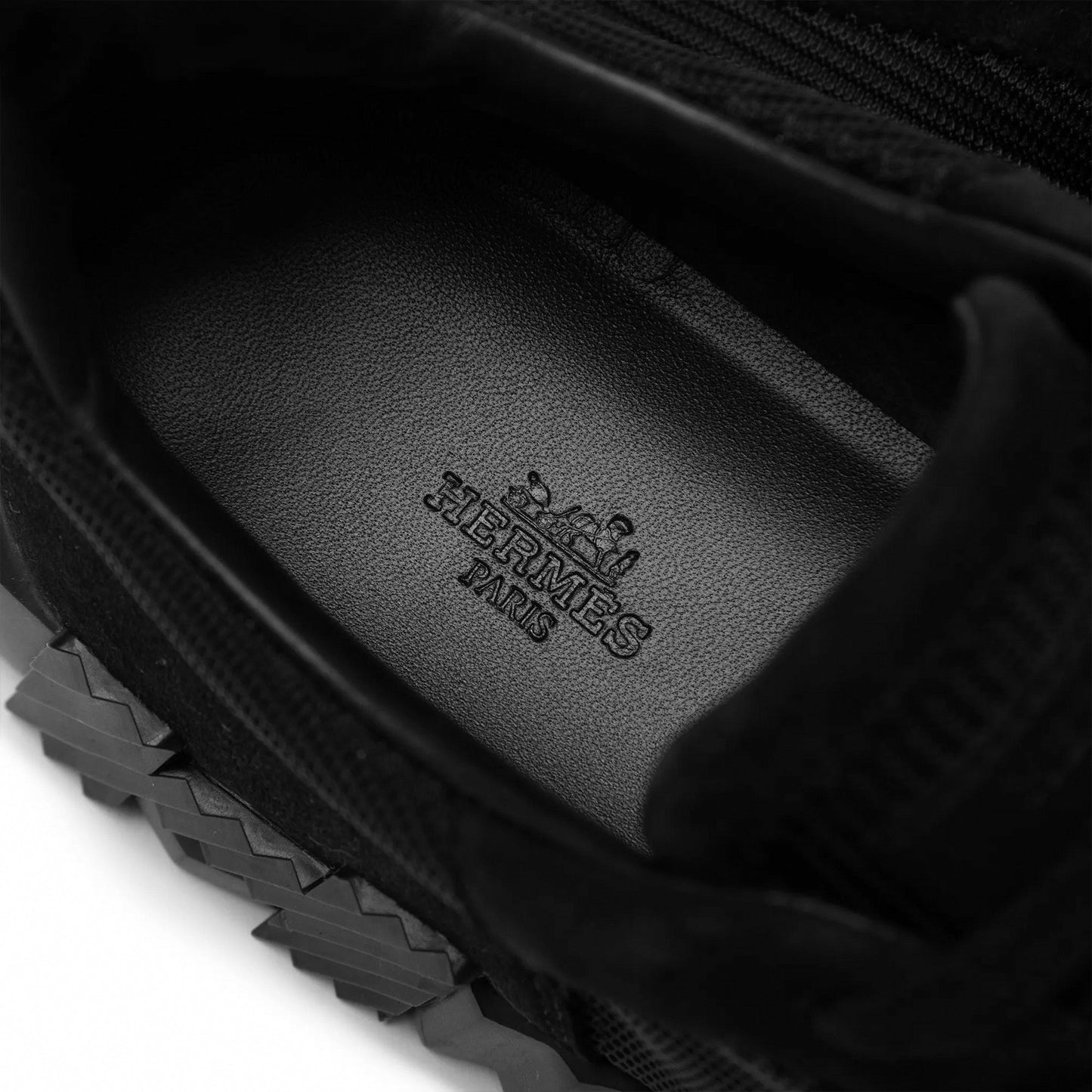 Bouncing Sneaker in in All-Black Mesh and Suede