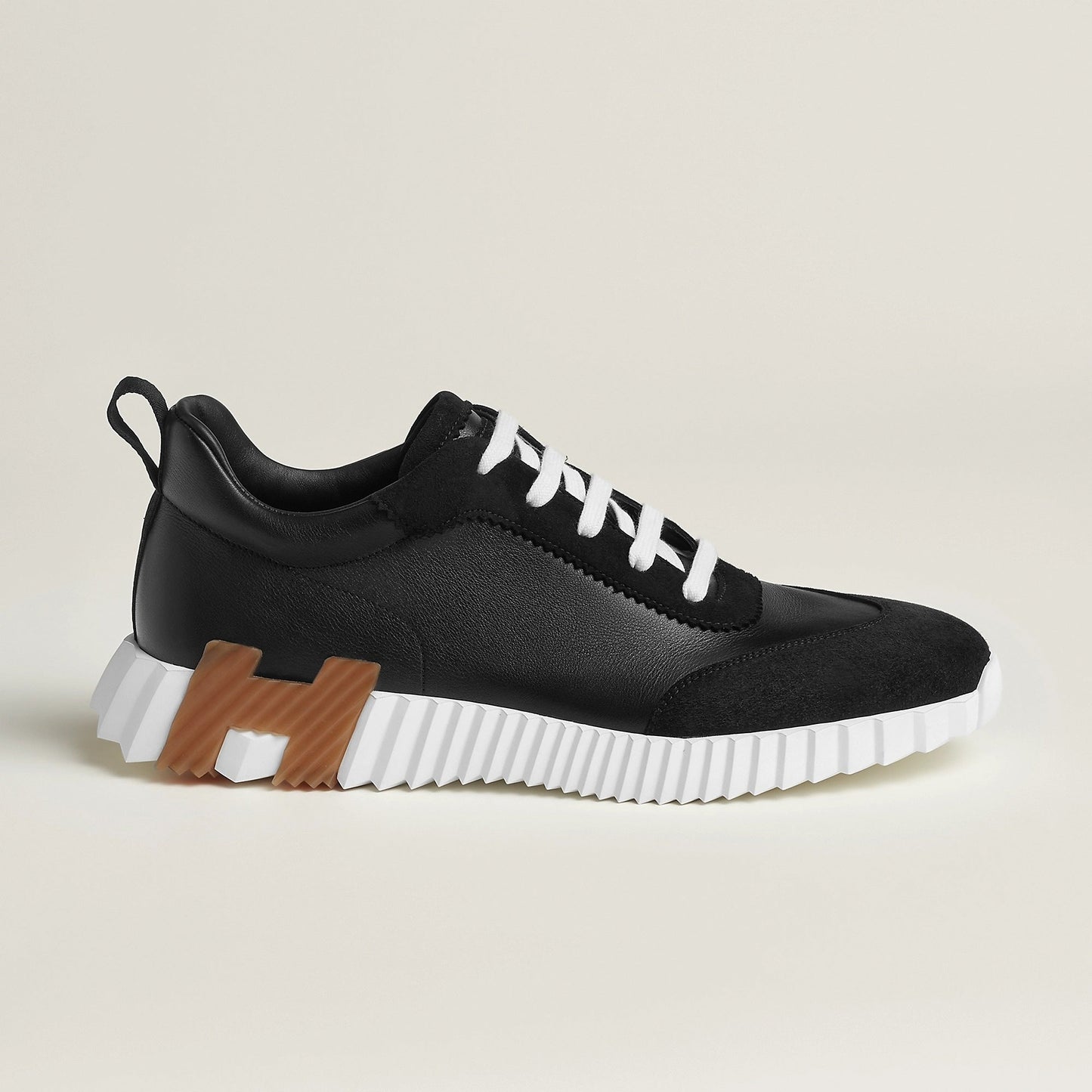 Bounce Sneaker – Black Calfskin with Signature “H” Sole