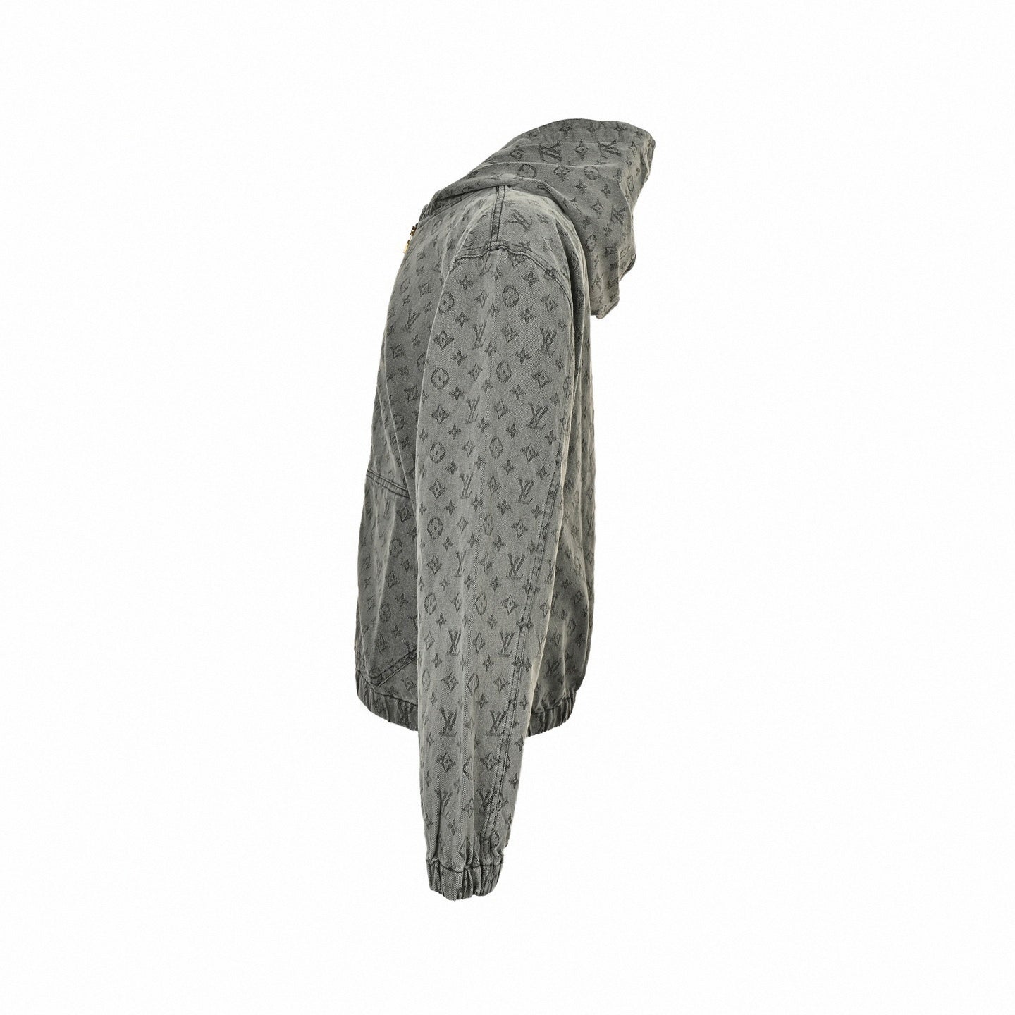 Monogram Jacquard Denim Zip-Up Hoodie