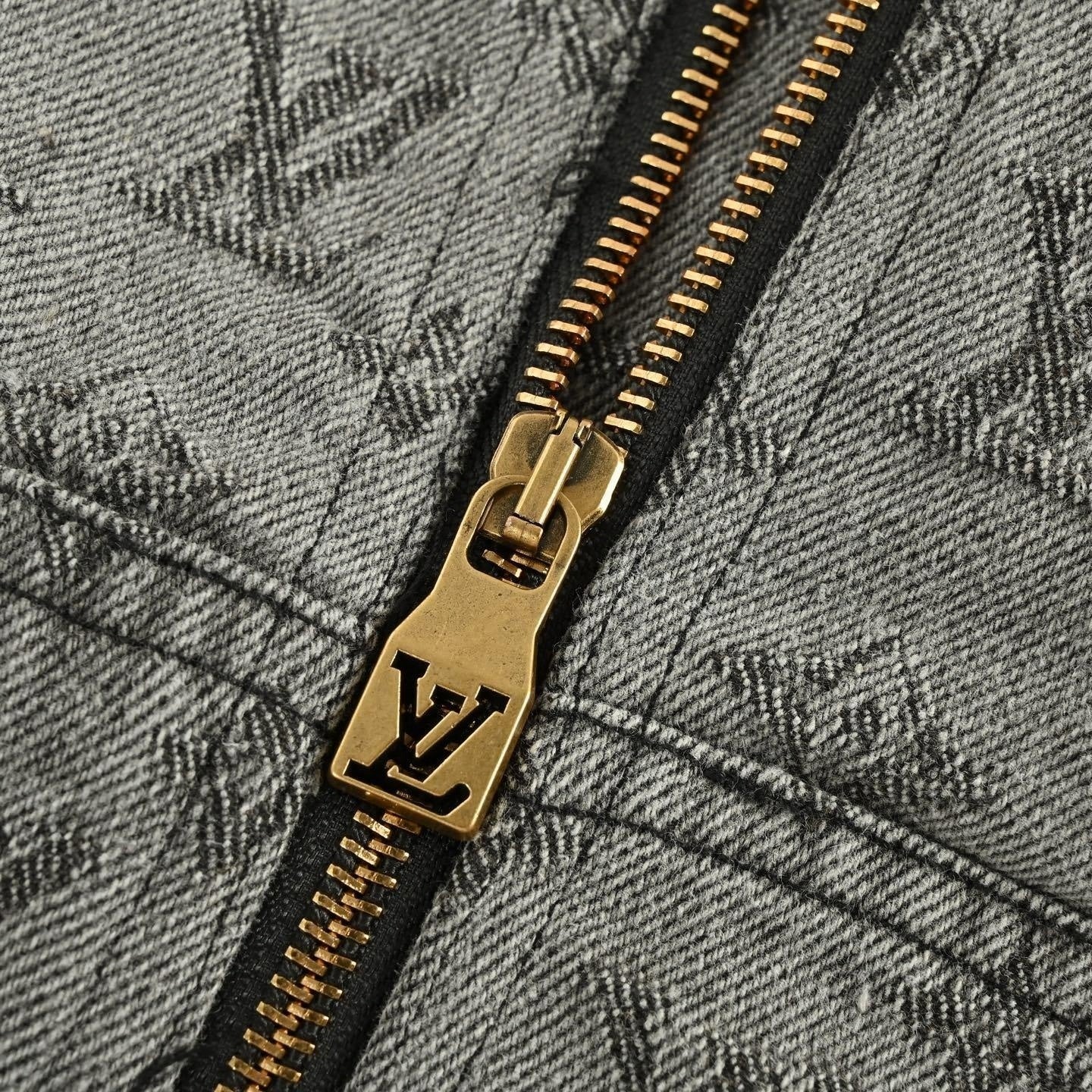 Monogram Jacquard Denim Zip-Up Hoodie