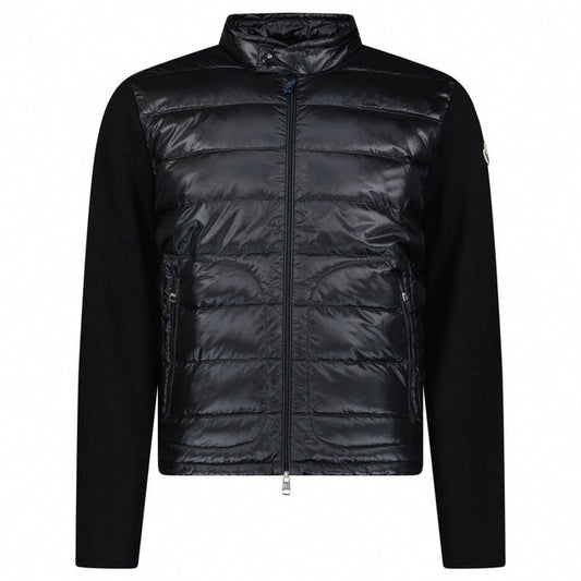 Padded Wool Zip-Up Cardigan - Black