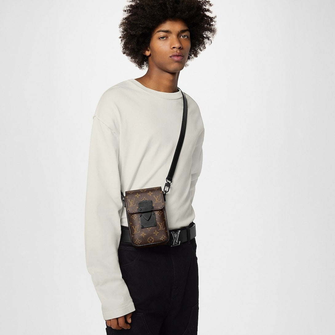 S-Lock Vertical Wearable Wallet in Monogram Macassar Canvas