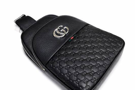 GG Embossed Leather Crossbody Bag – Black