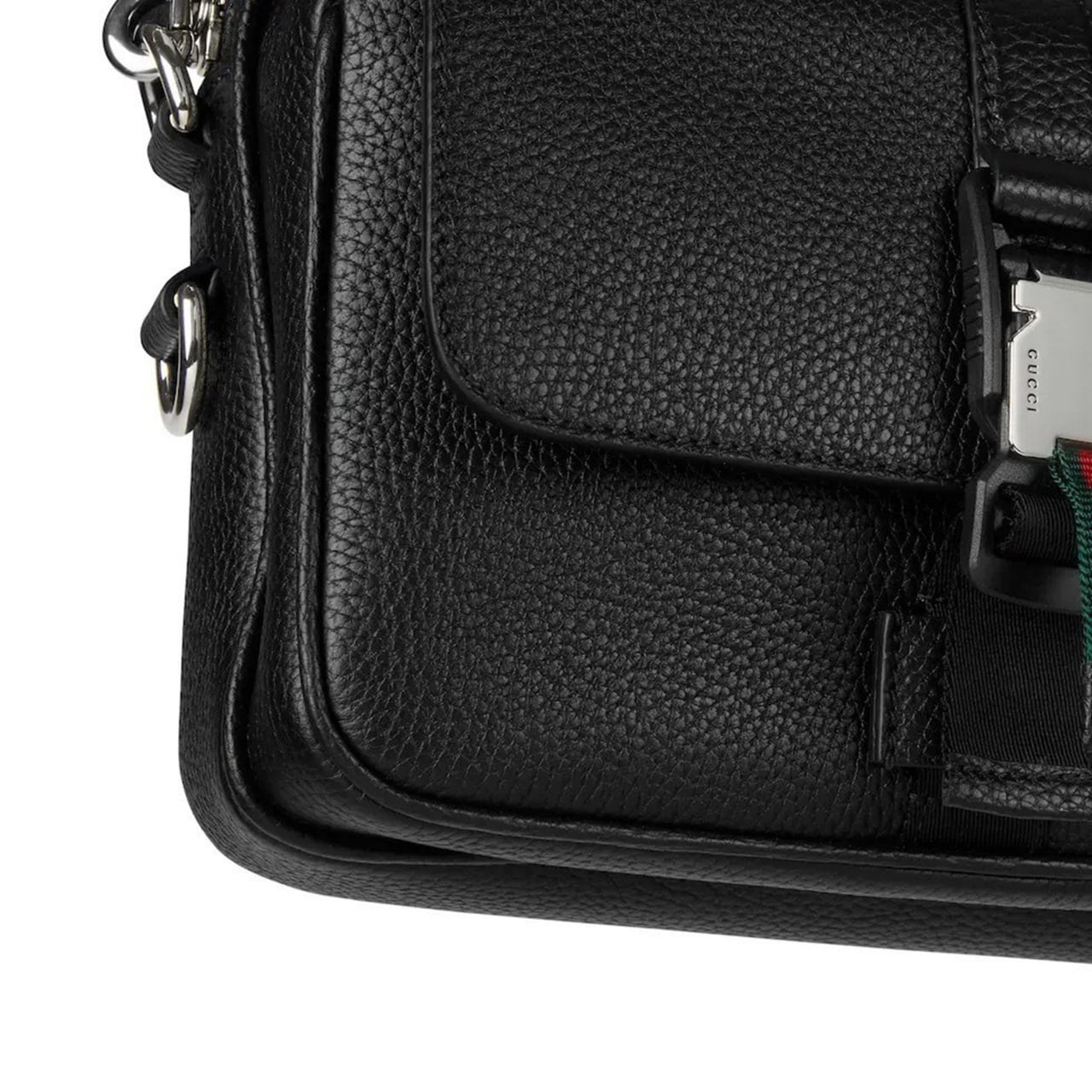 Gucci Web Small Leather Shoulder Bag – Black