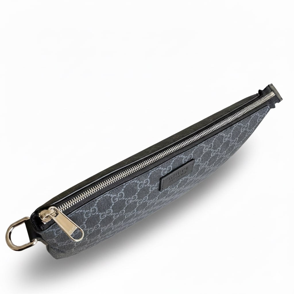 GG Supreme Zip Pouch with Detachable Wrist Strap – Charcoal Grey