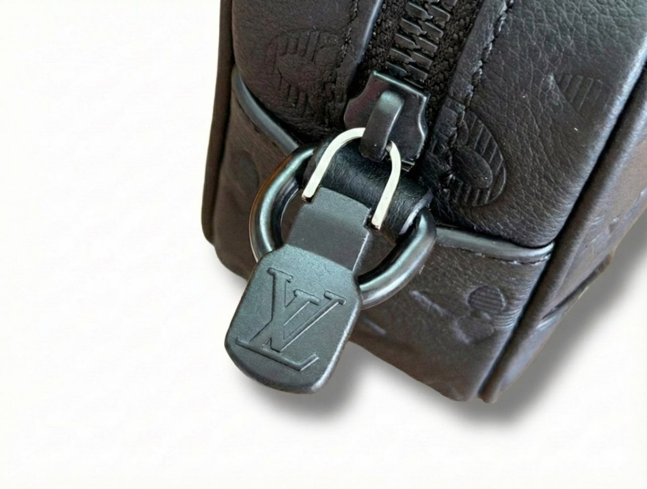 Monogram Embossed Leather Camera Crossbody Bag – Black