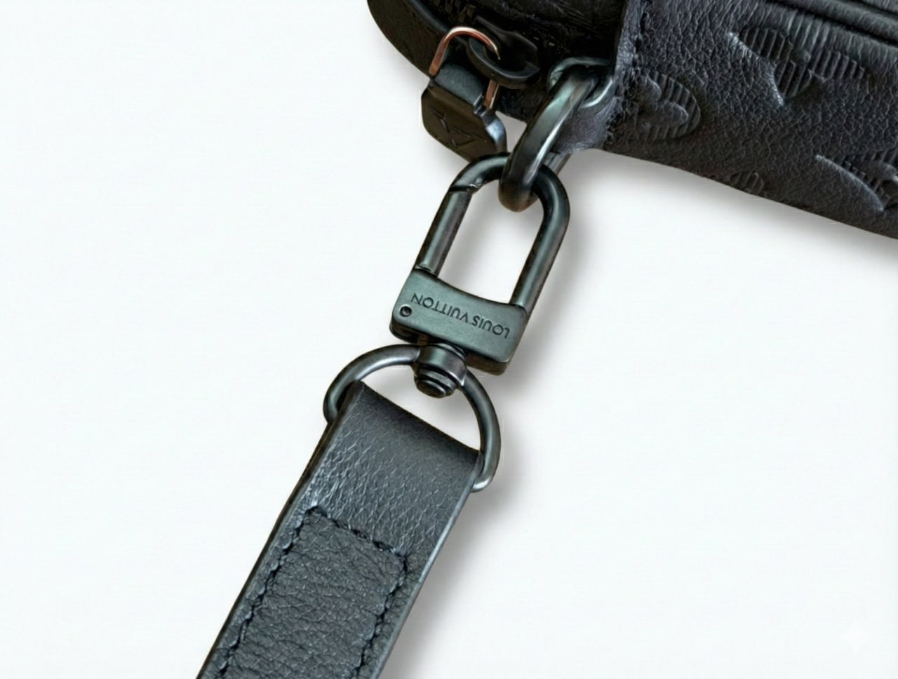 Monogram Embossed Leather Camera Crossbody Bag – Black