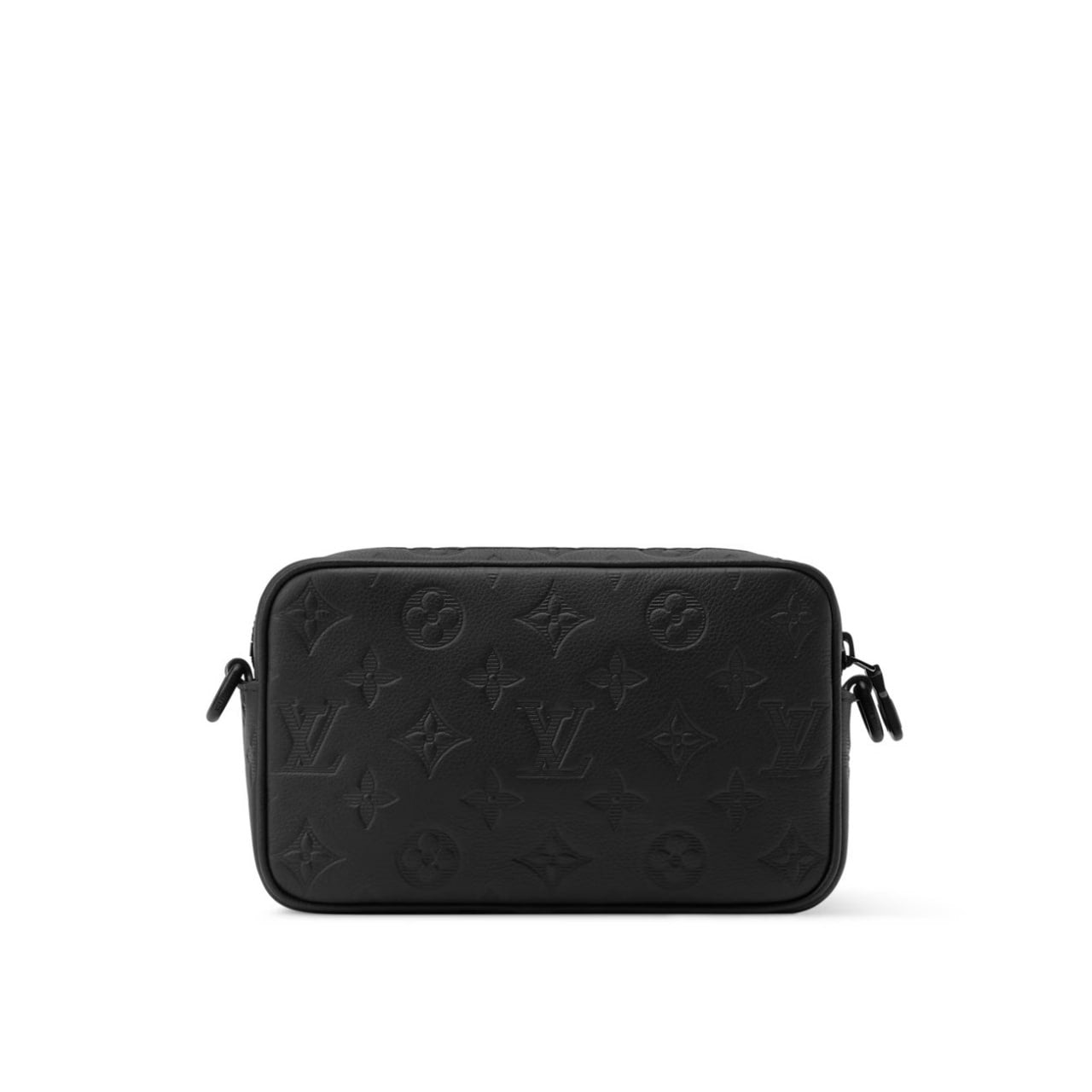 Monogram Embossed Leather Camera Crossbody Bag – Black