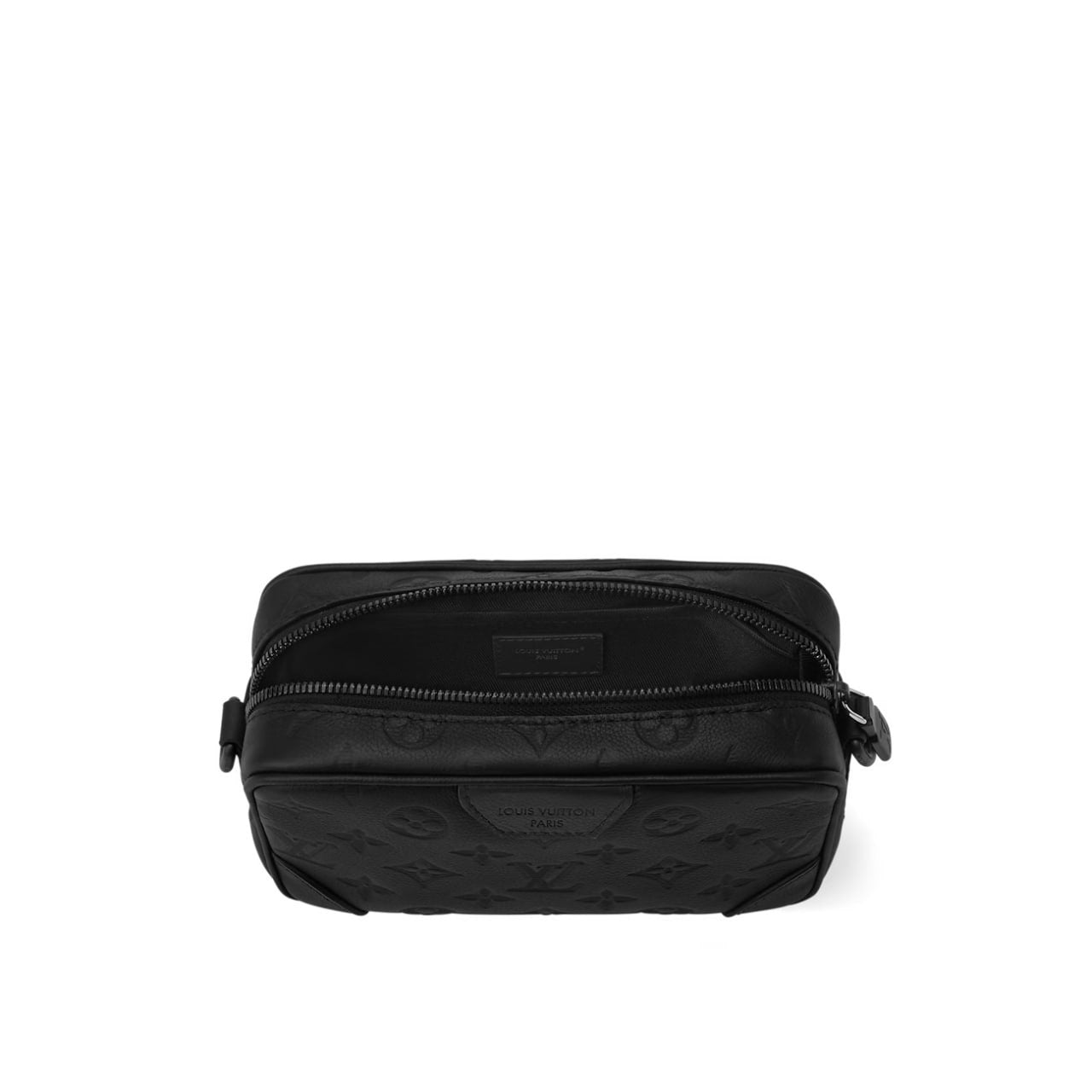 Monogram Embossed Leather Camera Crossbody Bag – Black