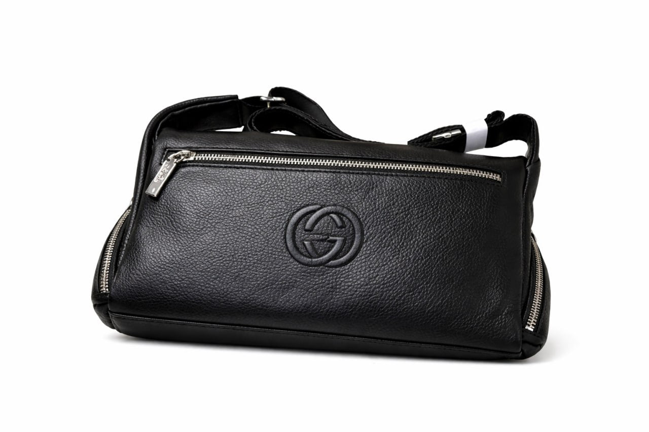 Interlocking G Leather Crossbody Shoulder Bag – Black