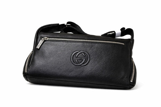 Interlocking G Leather Crossbody Shoulder Bag – Black
