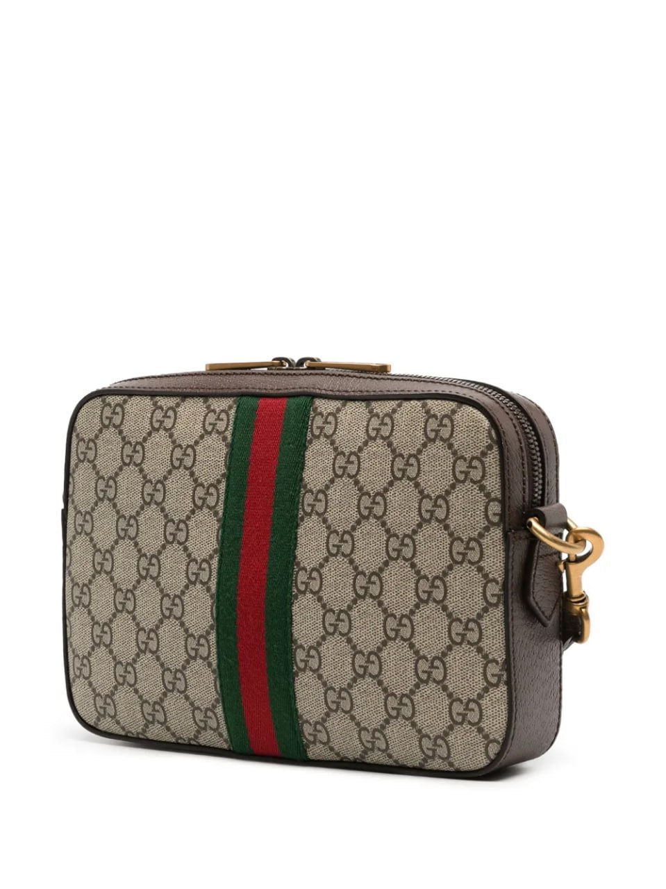 GG Supreme Canvas Camera Crossbody Bag with Web Stripe – Beige/Ebony