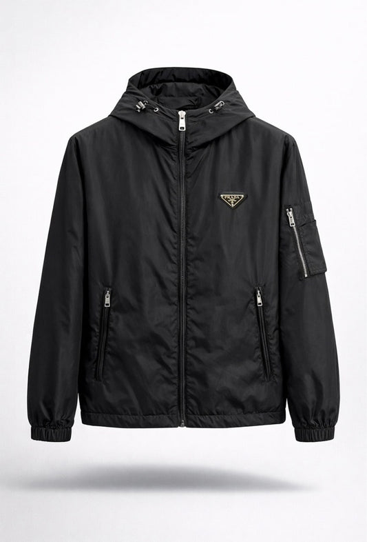 Re-Nylon Hooded Zip Jacket – Black