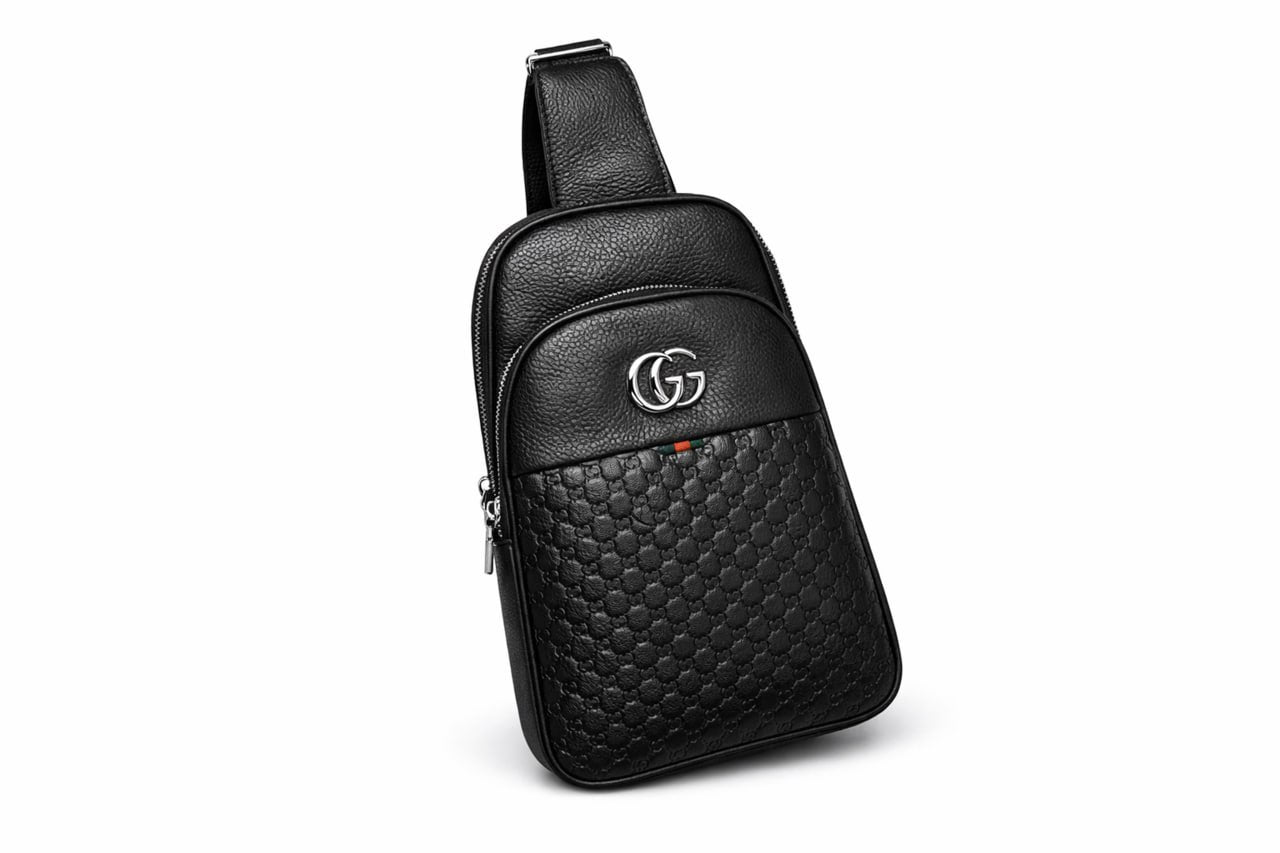 GG Embossed Leather Crossbody Bag – Black
