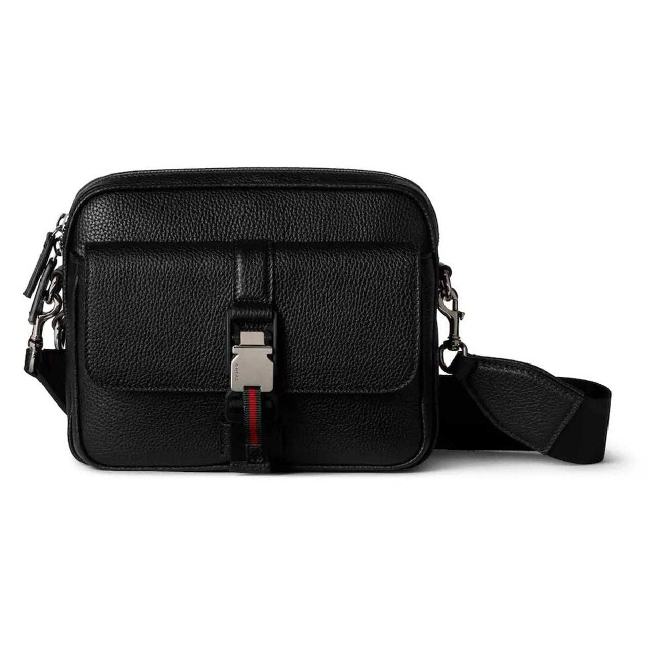 Gucci Web Small Leather Shoulder Bag – Black