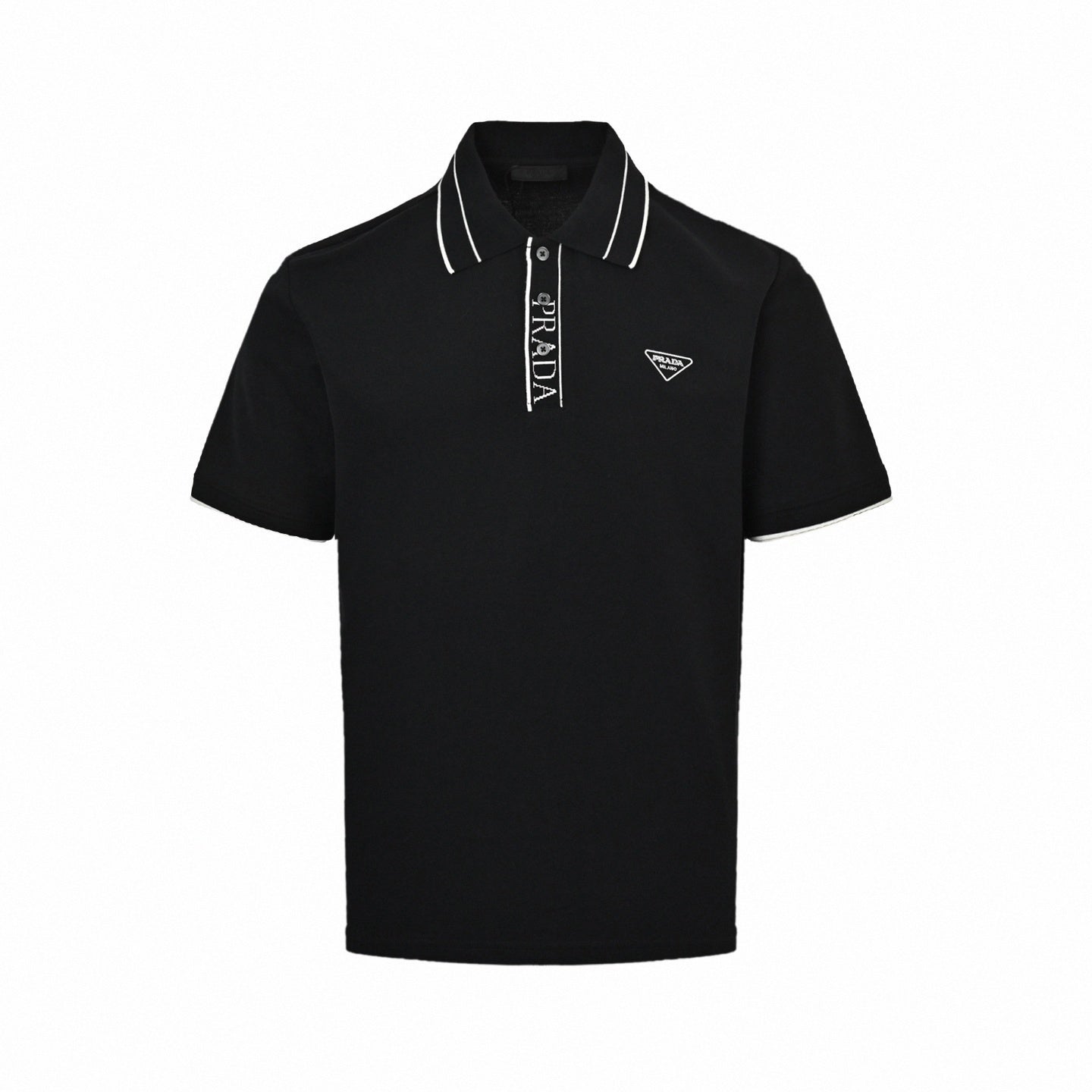 Logo Placket Pique Polo Shirt | Black & White