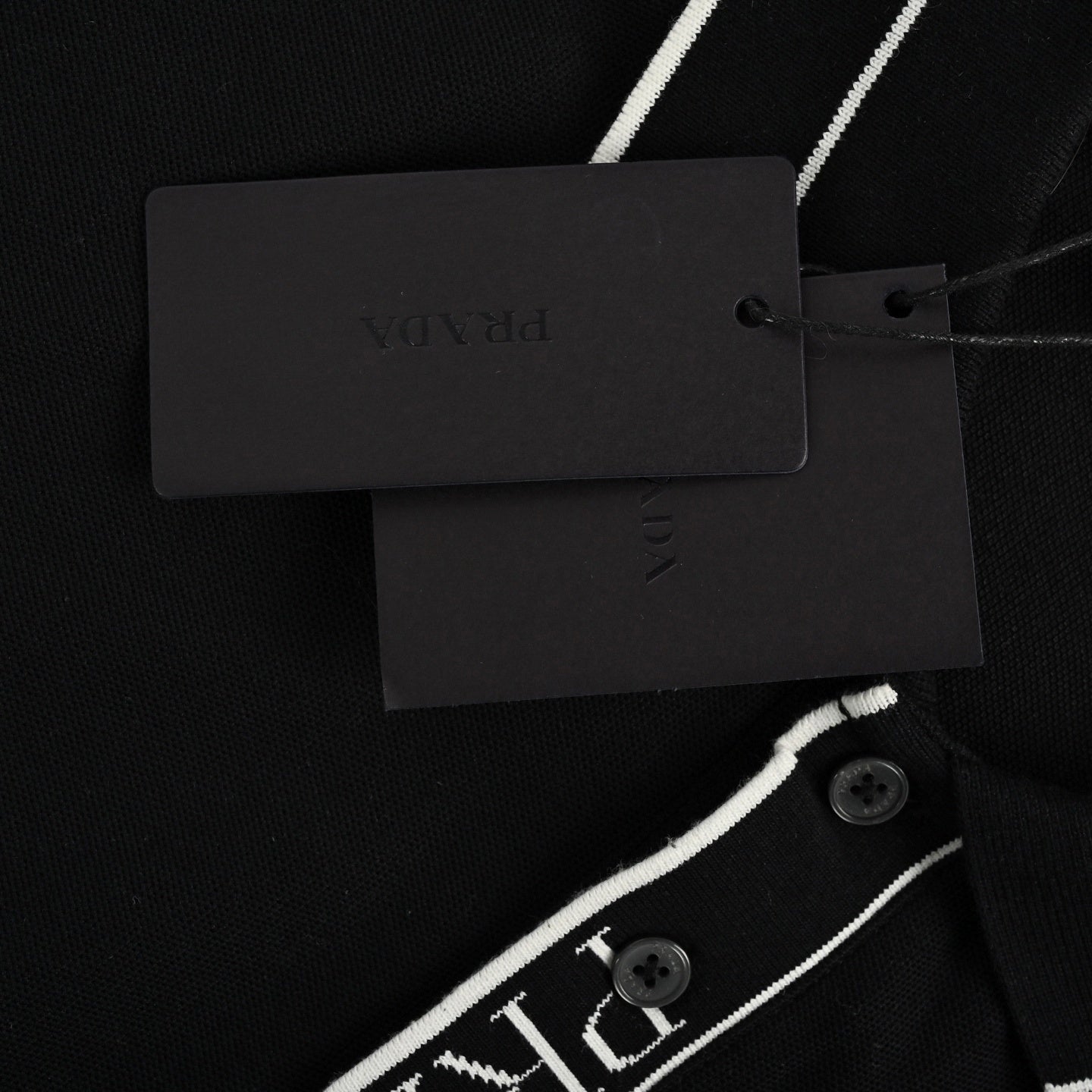 Logo Placket Pique Polo Shirt | Black & White