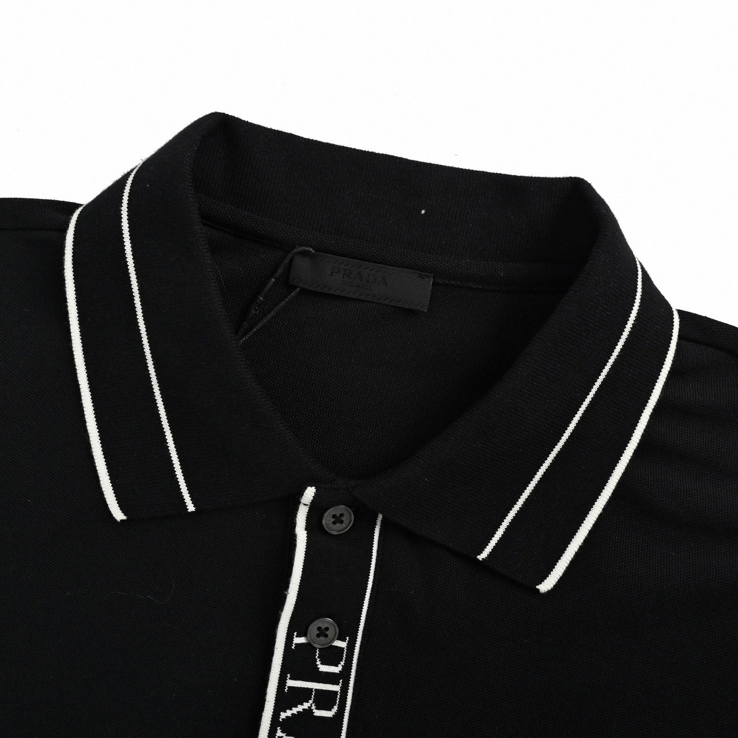 Logo Placket Pique Polo Shirt | Black & White