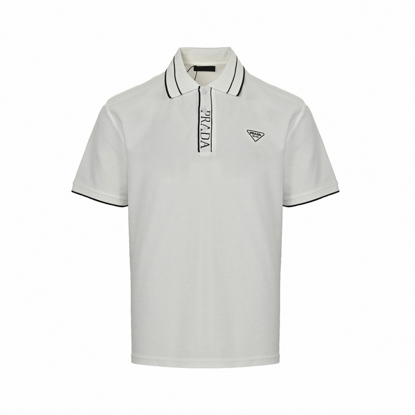 Logo Placket Pique Polo Shirt | Black & White