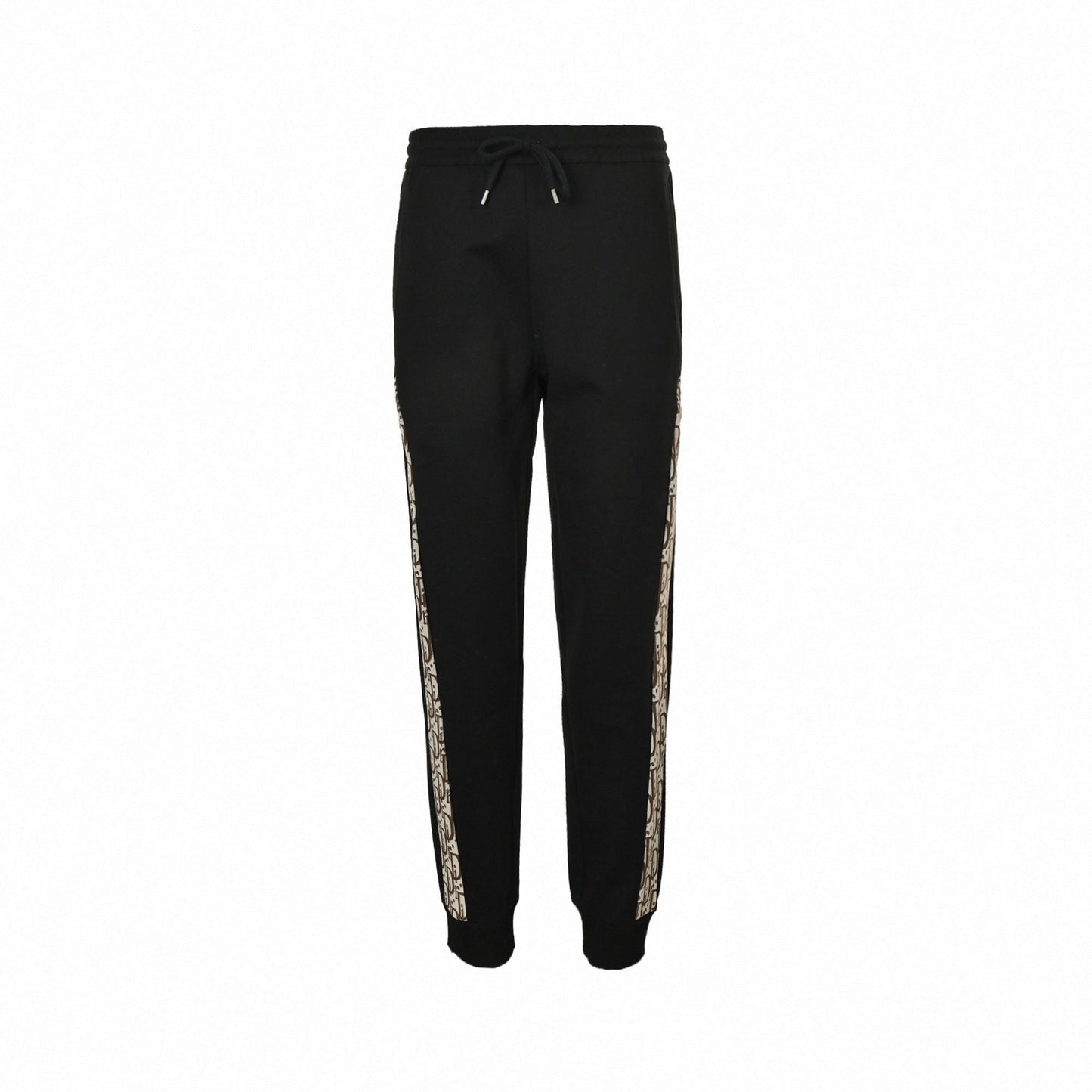 Oblique Zip-Up Tracksuit Set in Black & Beige