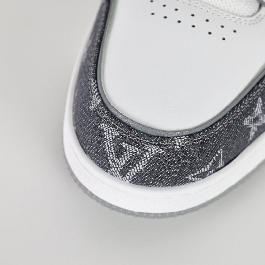 LV Trainer Sneaker | White & Grey Monogram Denim